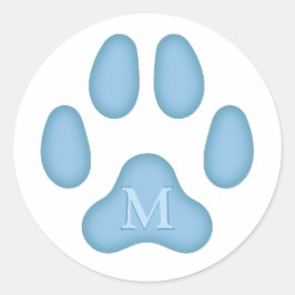 Adesivo Redondo Blue Dog Paw Imprime Pet Monogramas Seal Personali
