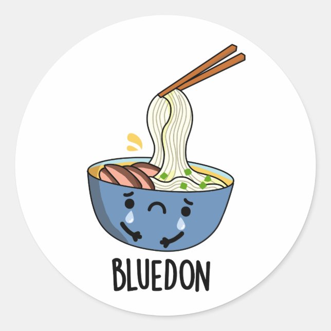 Adesivo Redondo Blue-don Funny Udon Pun  (Frente)