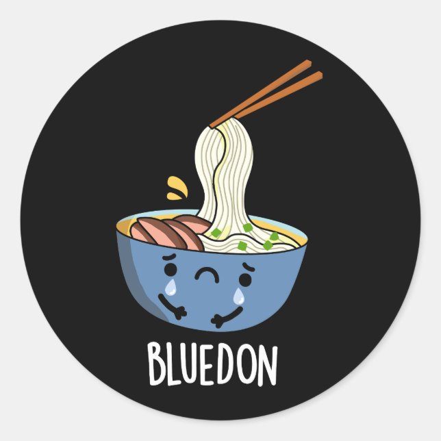 Adesivo Redondo Blue-don Funny Udon Pun Dark BG (Frente)