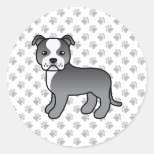 Adesivo Redondo Blue E White Staffordshire Bull Terrier Dog