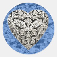 Blue Elegant Designer Heart Stickers
