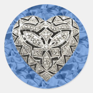 Adesivo Redondo Blue Elegant Designer Heart Stickers