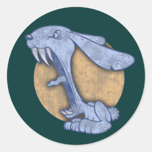 Adesivo Redondo Blue Evil Bunny
