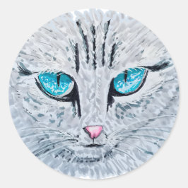 Adesivo Redondo Blue Eyed Fluffy Cat