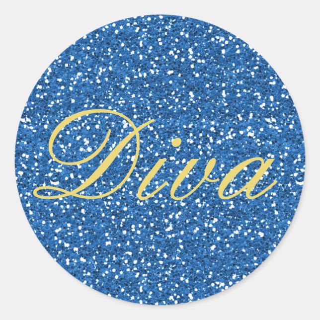 Adesivo Redondo Blue Faux Glitter Diva (Frente)