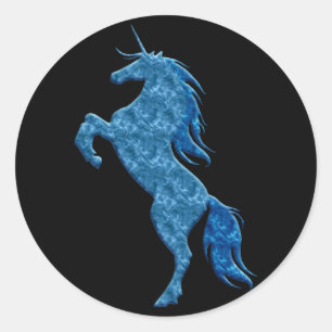 Adesivo Redondo Blue Fire Unicorn Stickers