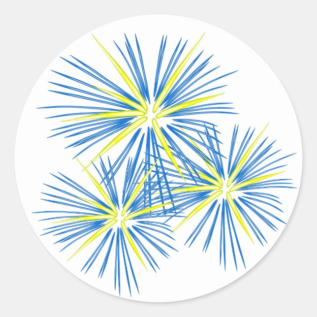 Adesivo Redondo Blue Fireworks Sticker (Frente)
