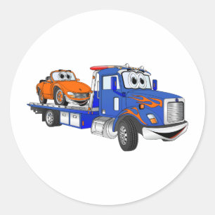 Adesivo Redondo Blue Flatbed Tow Truck
