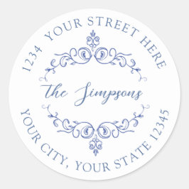 Adesivo Redondo Blue French Vintage Victorian