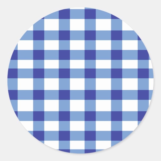 Adesivo Redondo Blue Gingham (Frente)