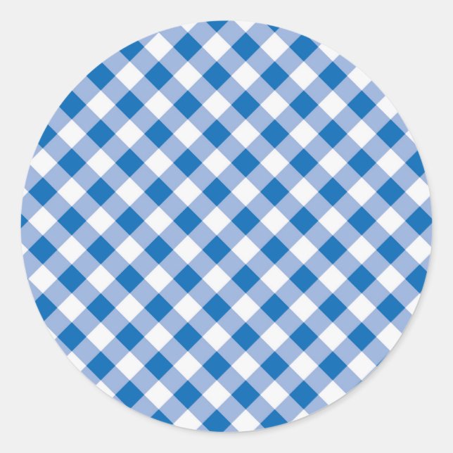 Adesivo Redondo Blue Gingham (Frente)
