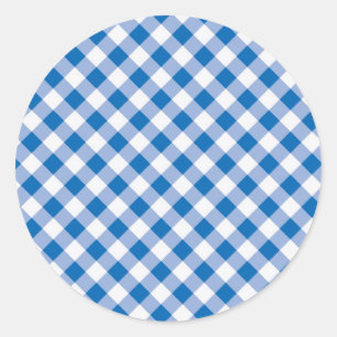 Adesivo Redondo Blue Gingham