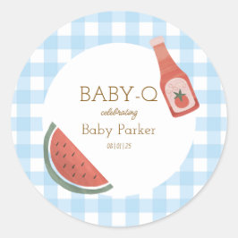 Adesivo Redondo Blue Gingham Baby-Q Sticker