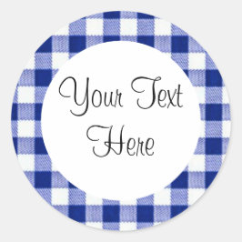 Adesivo Redondo Blue Gingham Sticker