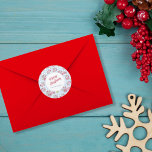 Adesivo Redondo Blue Gingham Vintage Red Christmas Cars<br><div class="desc">Um design de aquarela festiva com carregandos vermelhos de carro vintage coloridos de Natal em um padrão azul claro e branco de gingham. Personalize estes autocolantes alegres com o(s) seu(s) nome(s) e adicione-os ao seu correio e/ou presentes de Natal.</div>
