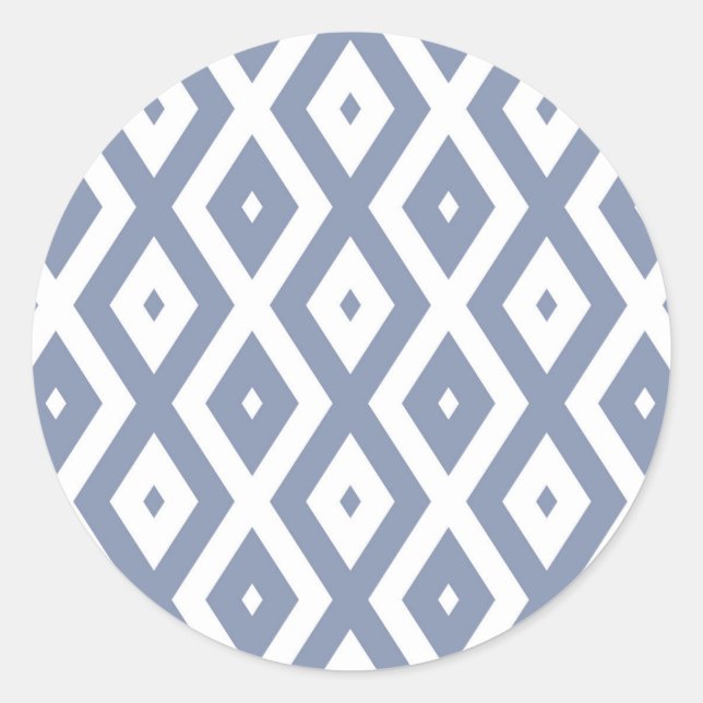 Adesivo Redondo Blue grey and white diamond pattern (Frente)