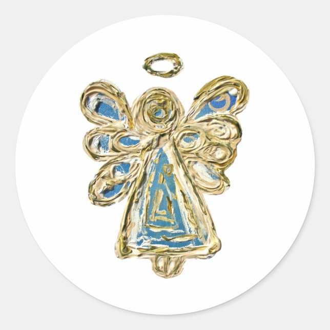 Adesivo Redondo Blue Guardian Angel Art Stickers (Frente)