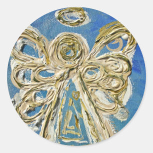 Adesivo Redondo Blue Guardian Angel Art Stickers