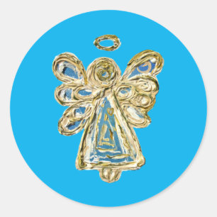 Adesivo Redondo Blue Guardian Angel Art Stickers