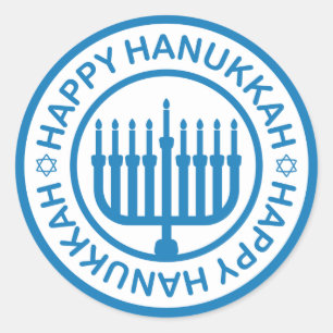 Adesivo Redondo Blue Hanukkah Menorah Sticker