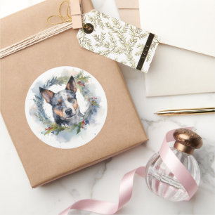 Adesivo Redondo Blue Heeler Fúria Natal Festiva