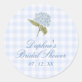 Adesivo Redondo Blue Hydrangea Bridal Shower Sticker