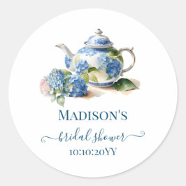 Adesivo Redondo Blue Hydrangea Bridal Tea Party