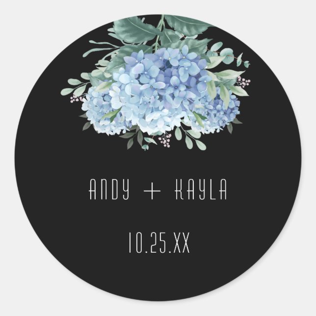 Adesivo Redondo Blue Hydrangea Elegant Wedking Tank (Frente)