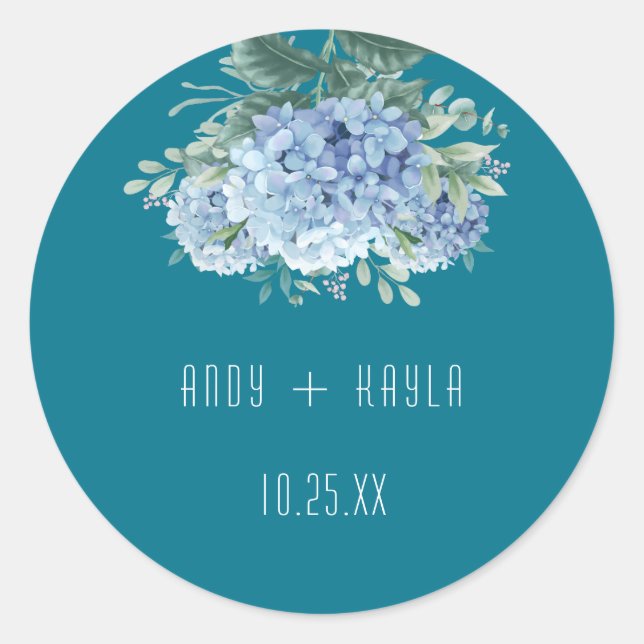 Adesivo Redondo Blue Hydrangea Elegant Wedking Tank (Frente)