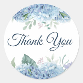 Adesivo Redondo Blue Hydrangea Obrigado Classic Round Sticker