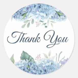 Adesivo Redondo Blue Hydrangea Obrigado Classic Round Sticker