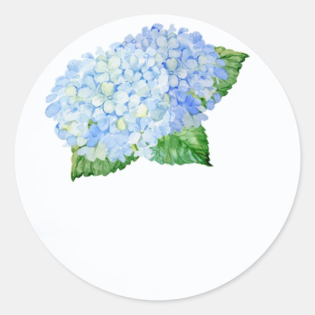 Adesivo Redondo Blue Hydrangea Weding Stickers (Frente)