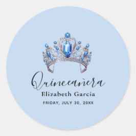 Adesivo Redondo Blue & Ivory Floral Quinceañera