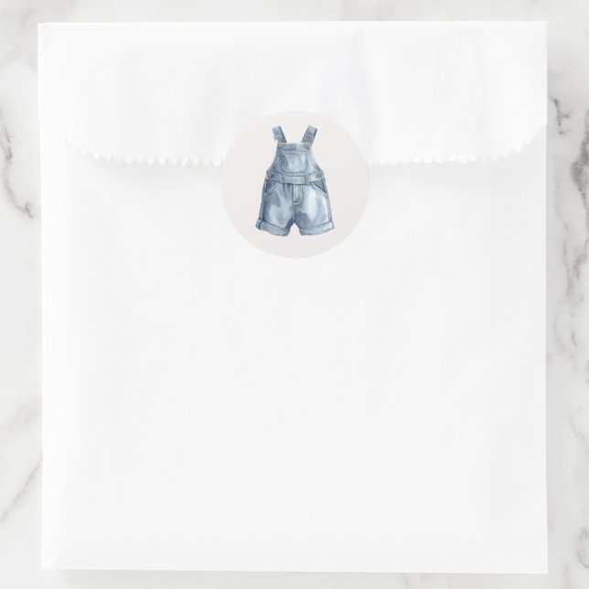Adesivo Redondo Blue Jean Baby Shower Simple Envelope Stickers (Bolsa)