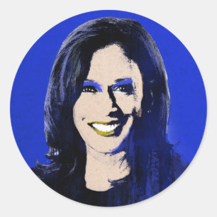 Adesivo Redondo Blue Kamala Harris Pop Art