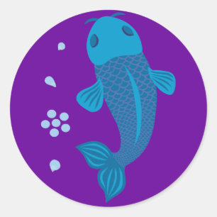 Adesivo Redondo Blue Koi Fish