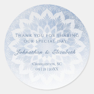 Adesivo Redondo Blue Lace Mandala Wedding Favor