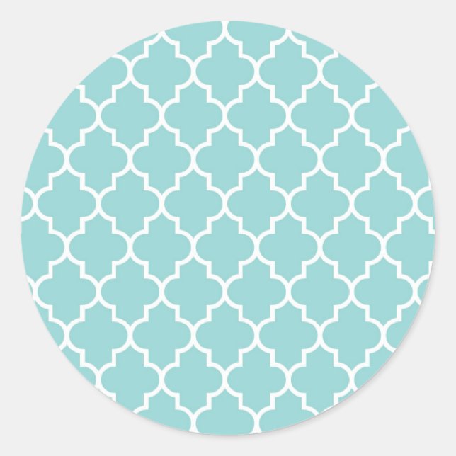 Adesivo Redondo Blue Latticework, Quatrefoil, Marrocos Trellis (Frente)