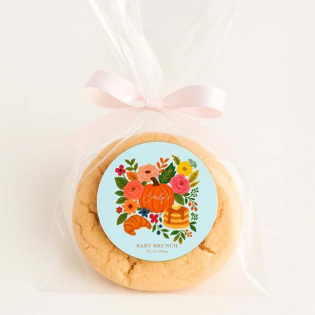 Adesivo Redondo Blue Little Pumpkin Baby Shower (Criador carregado)