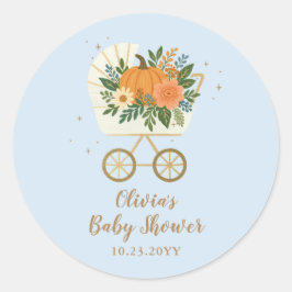 Adesivo Redondo Blue Little Pumpkin Baby Shower Round Sticker Fall