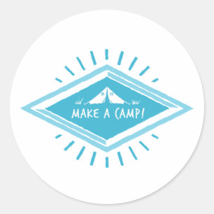 Adesivo Redondo Blue Make a Camp, Excelente Adventure