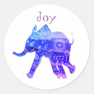 Adesivo Redondo Blue Mandala Baby Elephant Joker Sticker