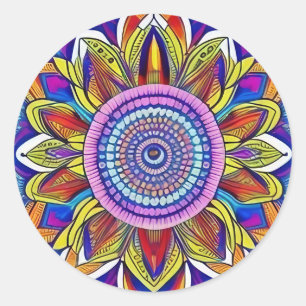 Adesivo Redondo Blue Mandala Classic Round Sticker