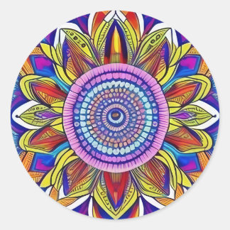 Adesivo Redondo Blue Mandala Classic Round Sticker