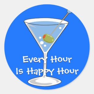 Adesivo Redondo Blue Martini Sticker