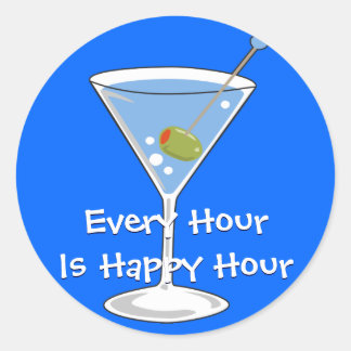 Adesivo Redondo Blue Martini Sticker