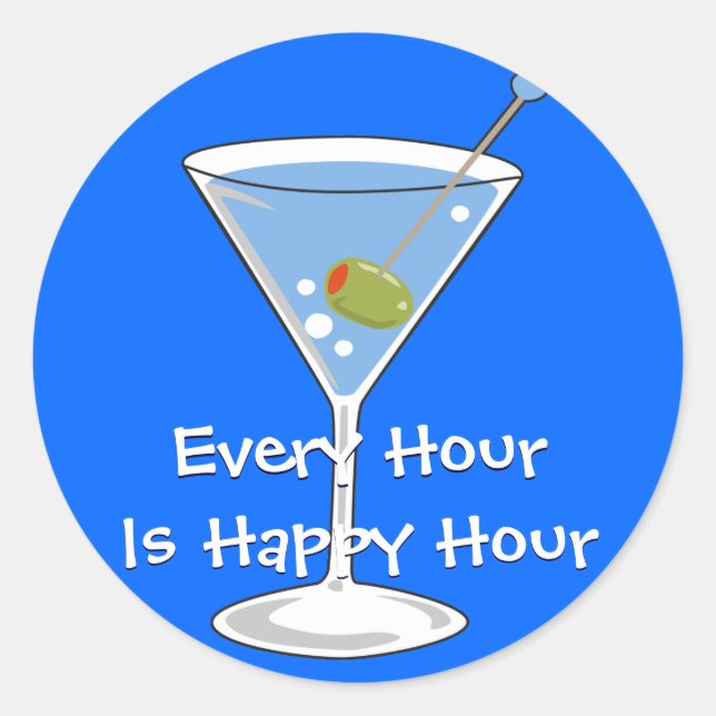 Adesivo Redondo Blue Martini Sticker (Frente)