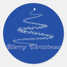 Adesivo Redondo Blue Merry Christmas Seal