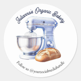 Adesivo Redondo Blue Mixer Bread Bakery Pastry Chef