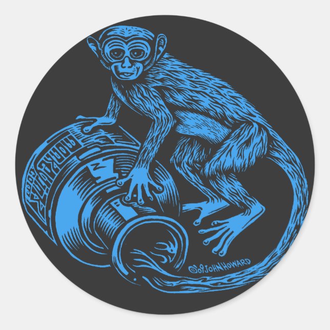 Adesivo Redondo Blue Monkey Sticker (Frente)